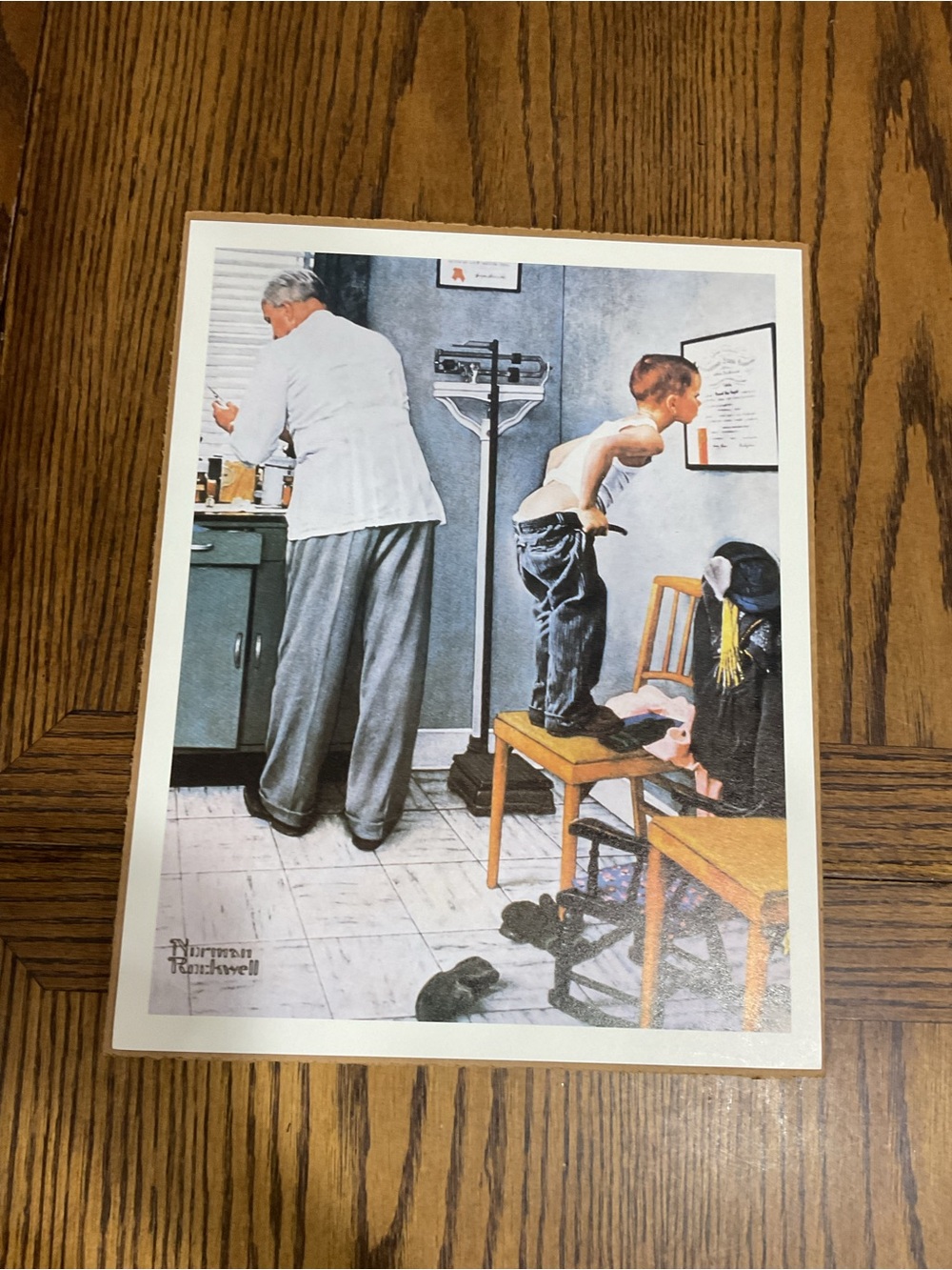 Charming Norman Rockwell Vintage Print of Doctor and Boy about to get shot